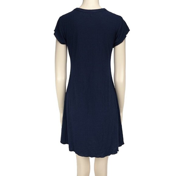 BDG Casual Textured Stripes Stretch Fit-and-flare Navy Blue Black Mini Dress S - Picture 4 of 6